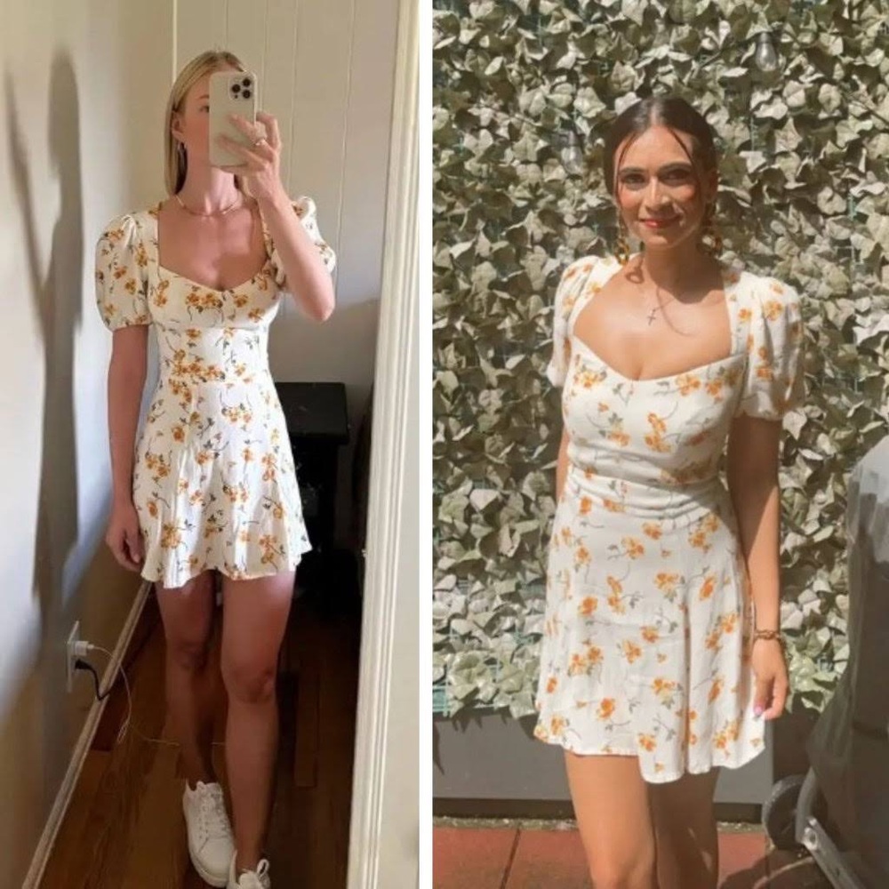 Reformation 4 Limonada Clancie Mini Dress Open Back Yellow Floral